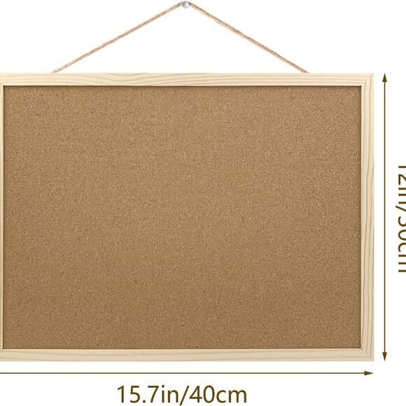 Cork Board Bulletin Board, 15.7"X 11.81" pin Boards for Walls, Oak Wood Finish F - Picture 2 of 7